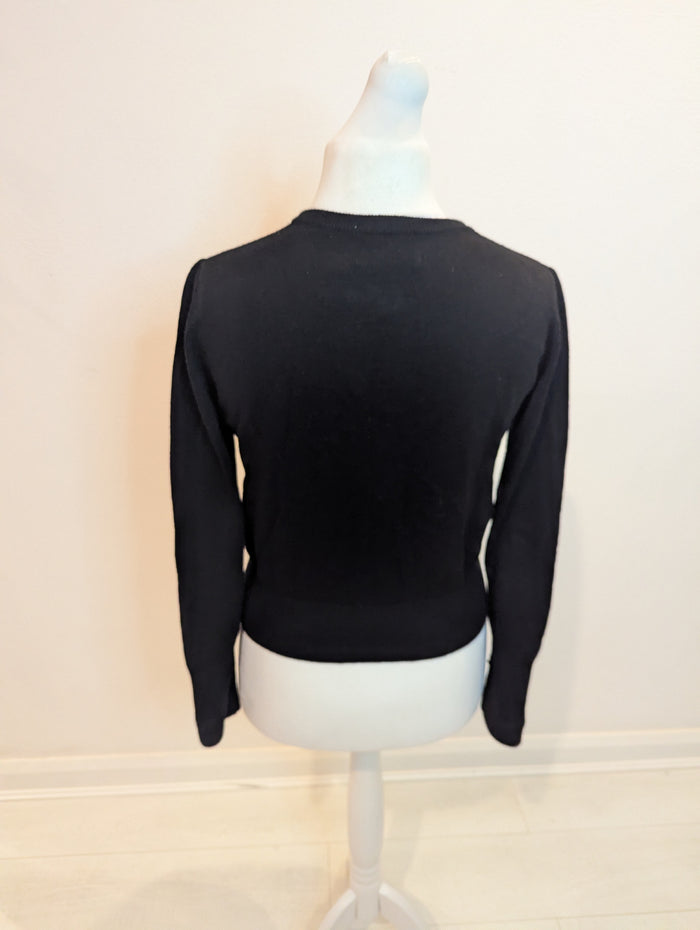 The Seamstress of Bloomsbury Black Embellished Cardigan M