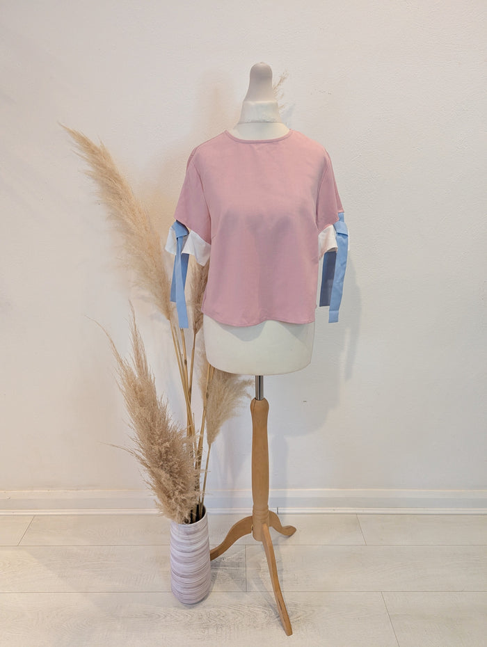 The White Pepper Pink Tie Sleeve Top XS