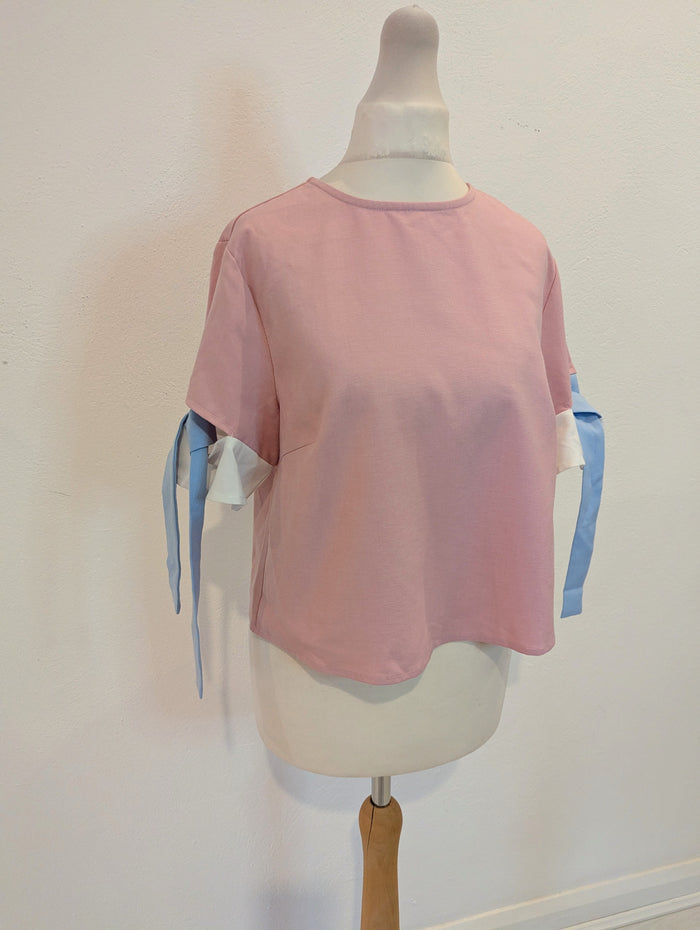 The White Pepper Pink Tie Sleeve Top XS