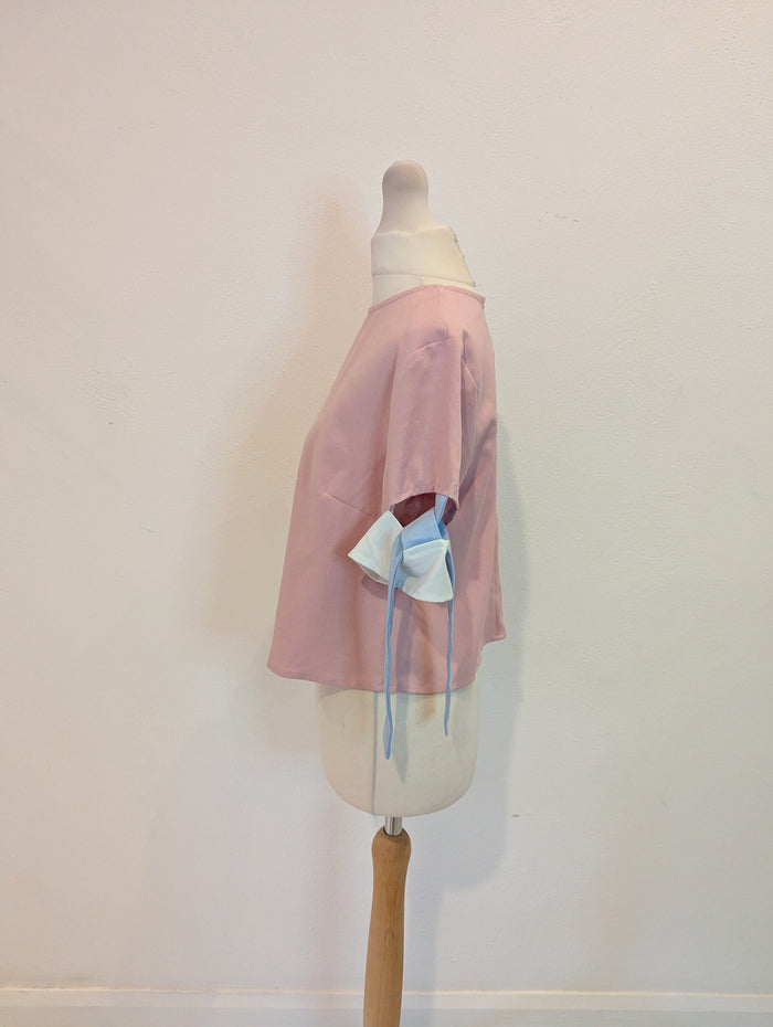 The White Pepper Pink Tie Sleeve Top XS