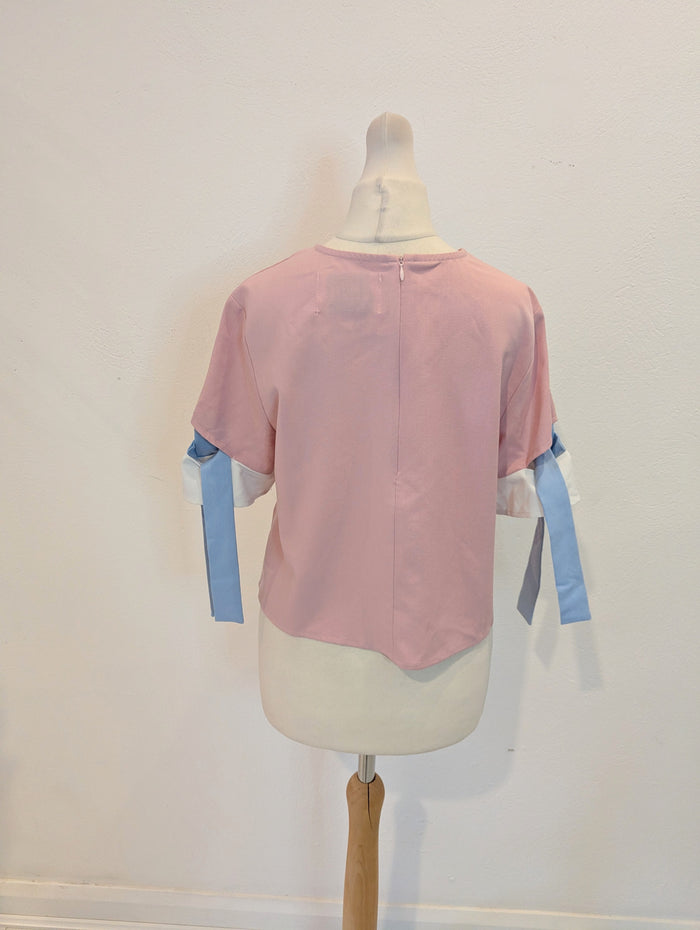 The White Pepper Pink Tie Sleeve Top XS