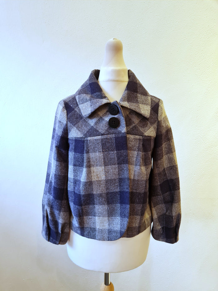 Tommy Hilfiger Blue Check Crop Jacket Size 8