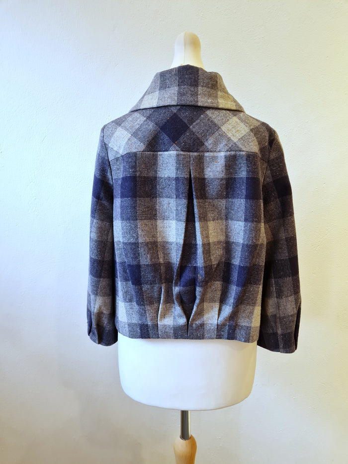 Tommy Hilfiger Blue Check Crop Jacket Size 8