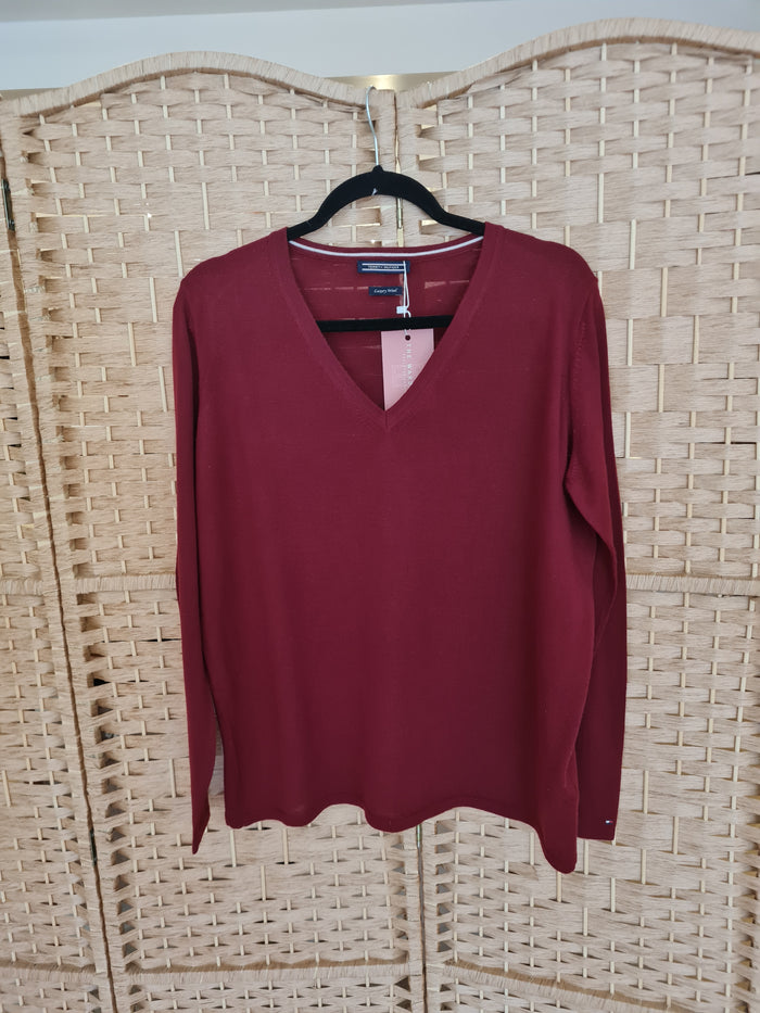 Tommy Hilfiger Burgundy wool Jumper M
