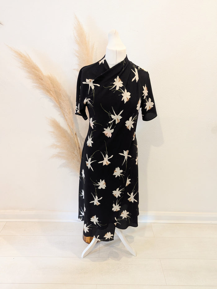 Topshop Black Cream Flower Dress 12