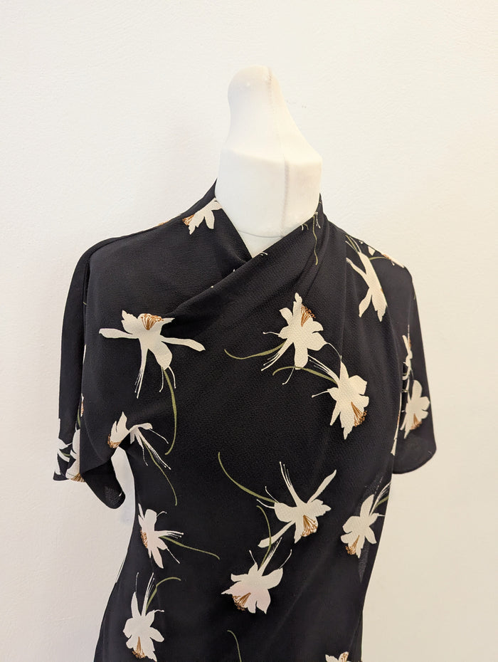 Topshop Black Cream Flower Dress 12