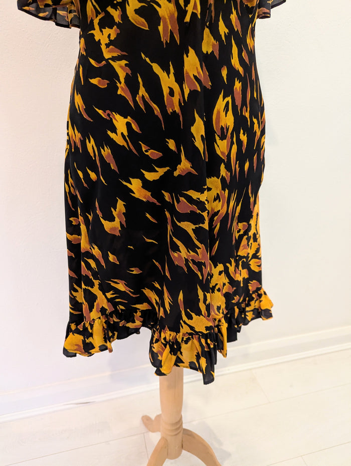 Topshop Black/ Mustard Print Dress 12