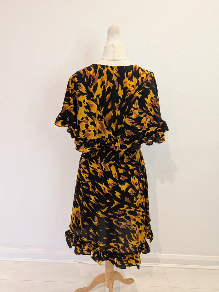 Topshop Black/ Mustard Print Dress 12