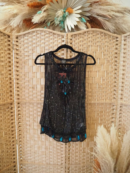 Topshop Black Sheer Sequin Top 12