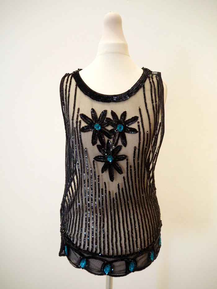 Topshop Black Sheer Sequin Top 12