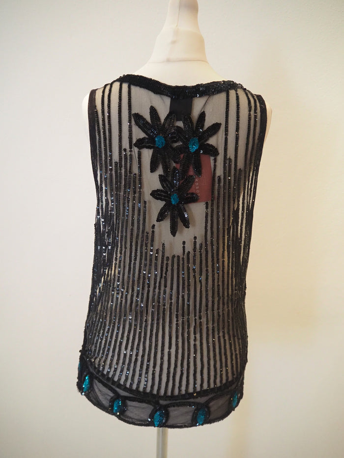 Topshop Black Sheer Sequin Top 12