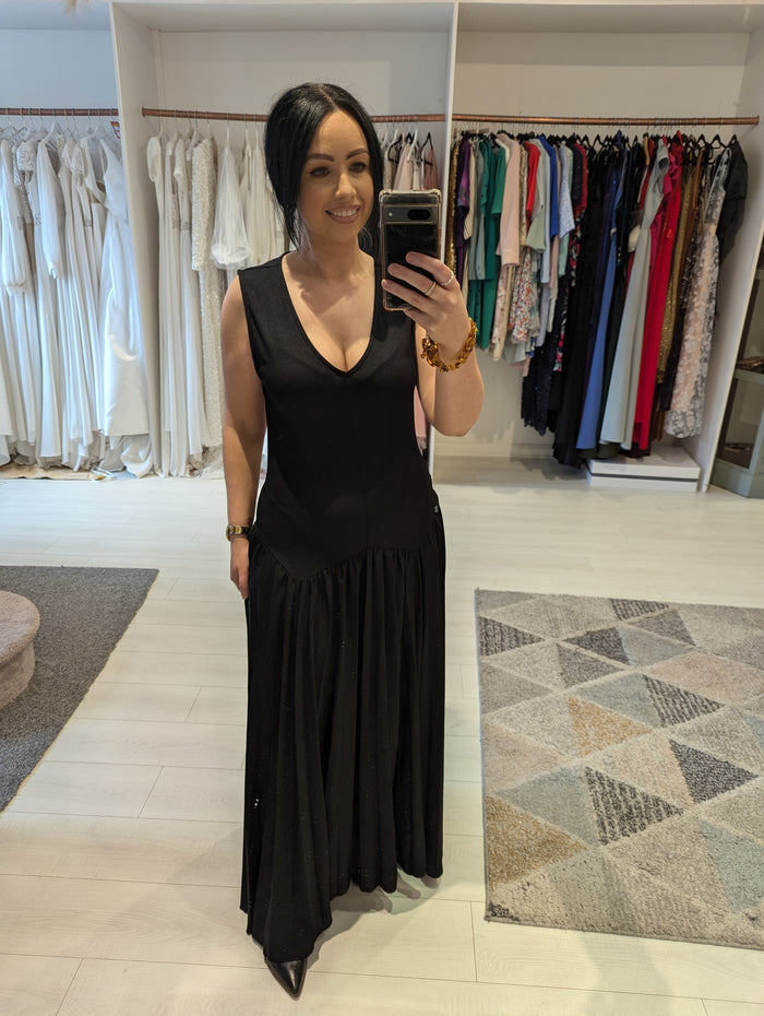 Topshop Black Sleeveless Maxi 14 NWT