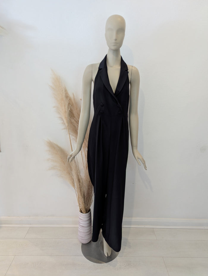 Topshop Black Tuxedo Jumpsuit NWT 12