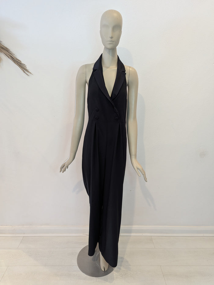 Topshop Black Tuxedo Jumpsuit NWT 12