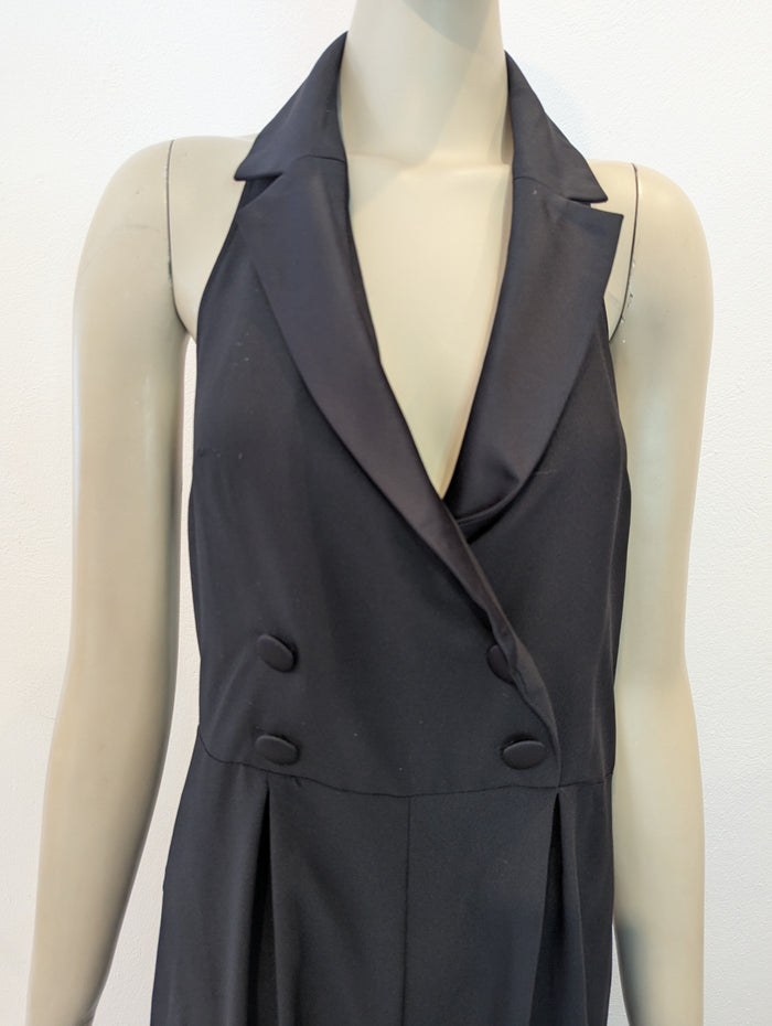 Topshop Black Tuxedo Jumpsuit NWT 12
