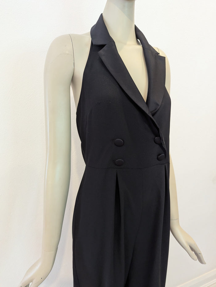 Topshop Black Tuxedo Jumpsuit NWT 12