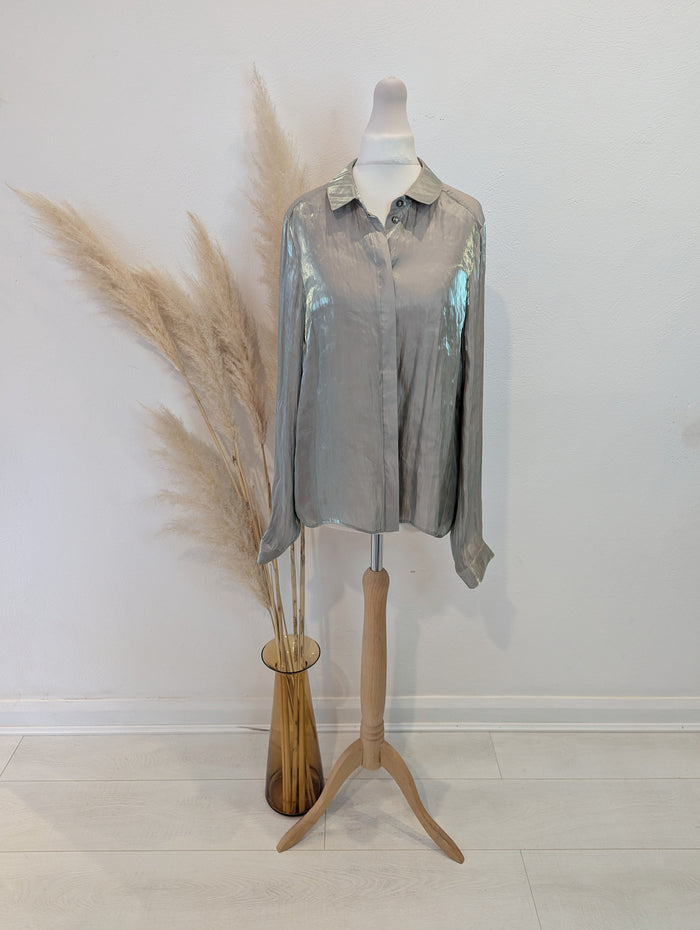 Topshop Gold/ Green Shirt 10 RRP £58