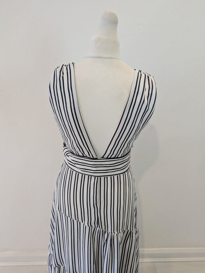 Topshop Navy White Stripe Dress 12 RRP £55