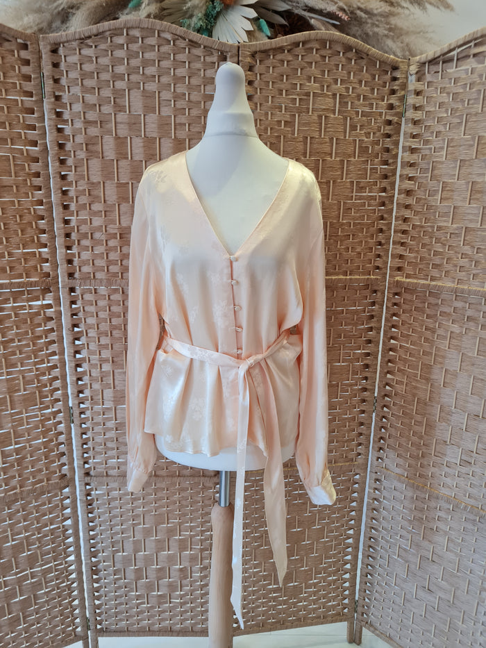 Topshop Peach Satin Blouse 12