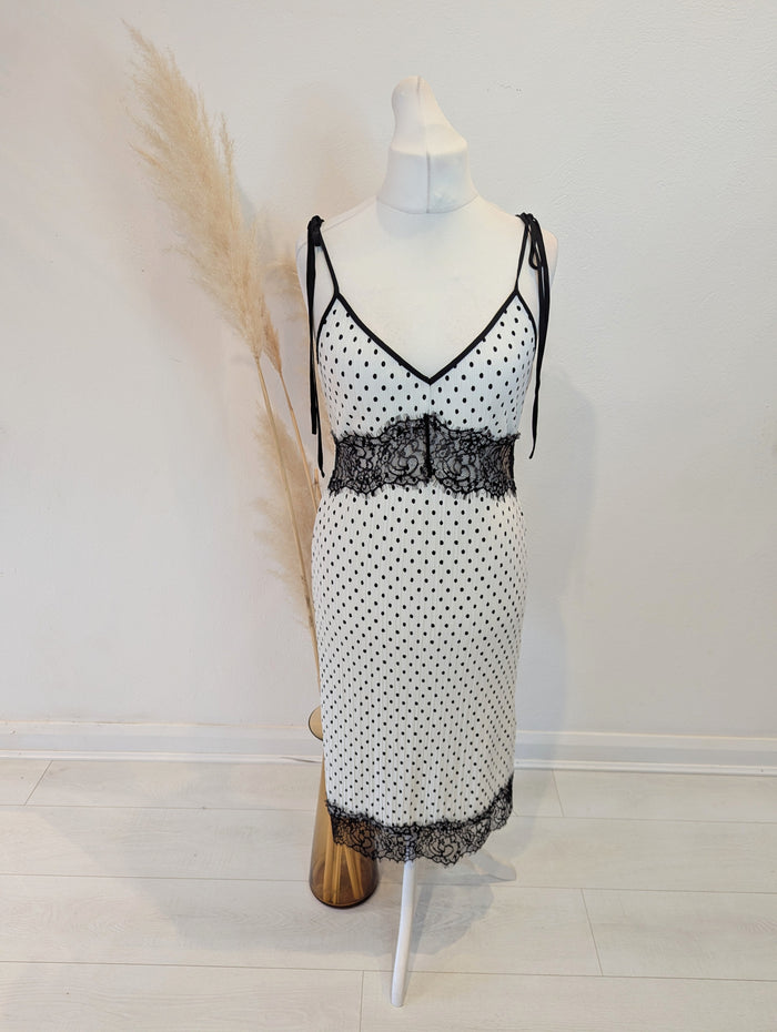 Topshop White Black Dot Dress 10