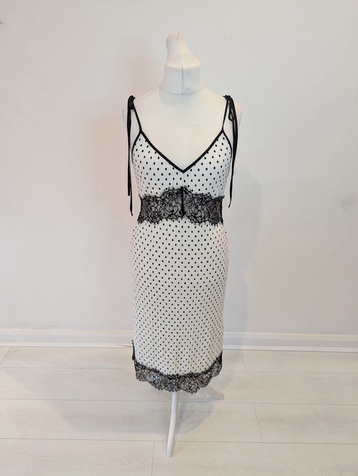Topshop White Black Dot Dress 10