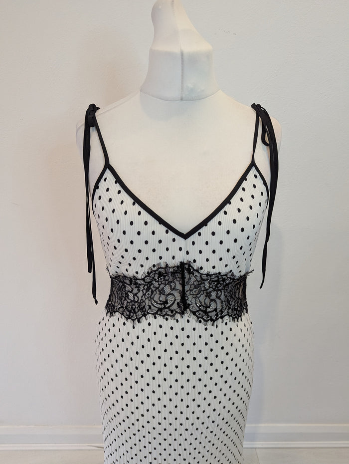 Topshop White Black Dot Dress 10