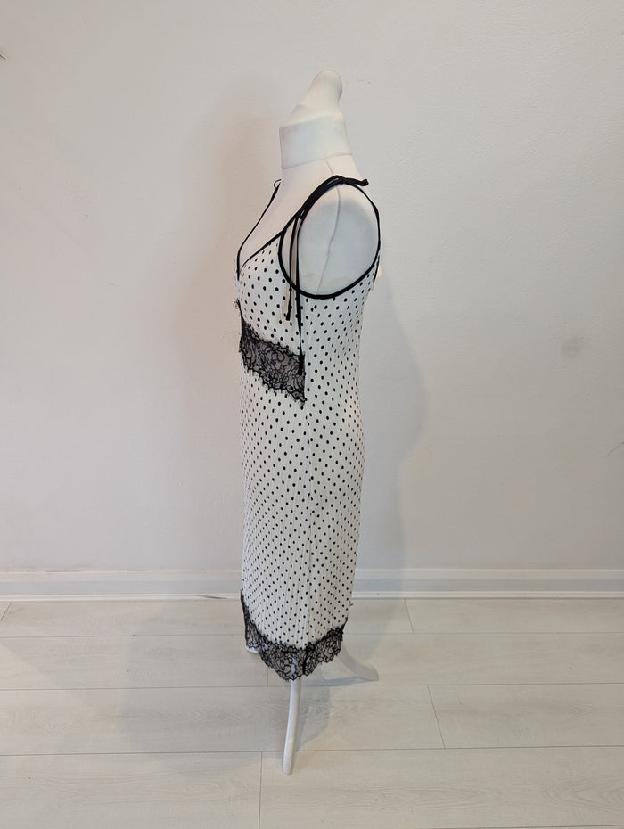 Topshop White Black Dot Dress 10