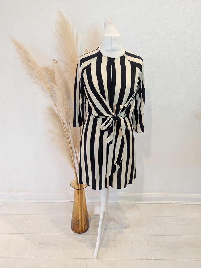 Topshop White Black Stripe Dress 12