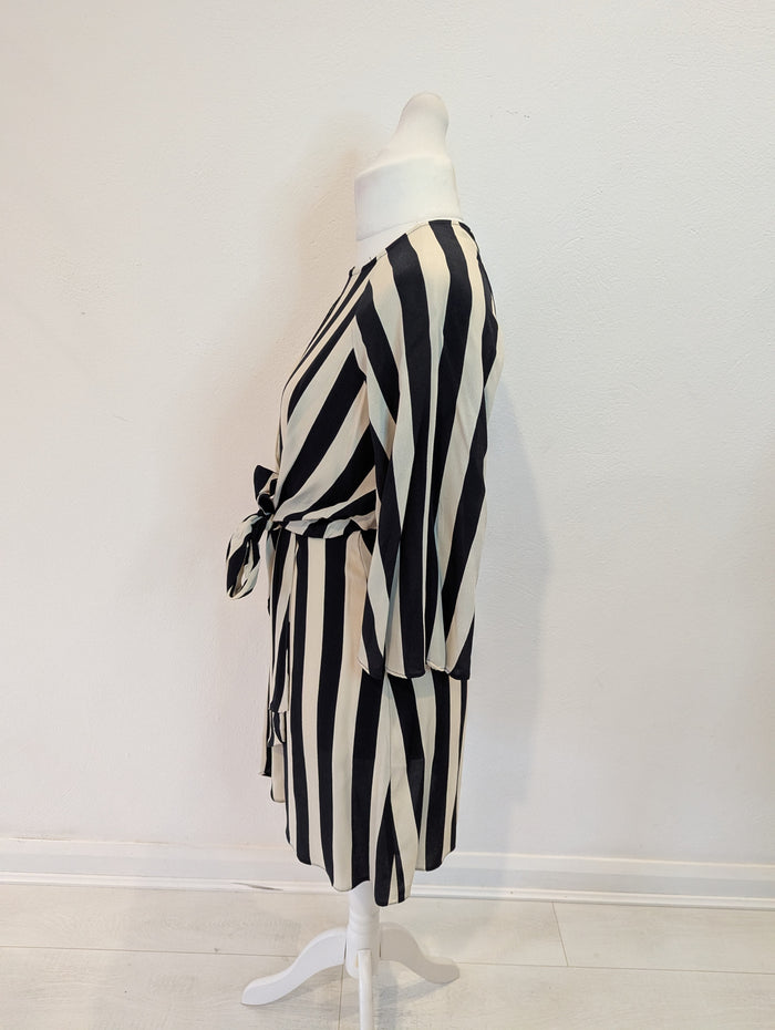 Topshop White Black Stripe Dress 12