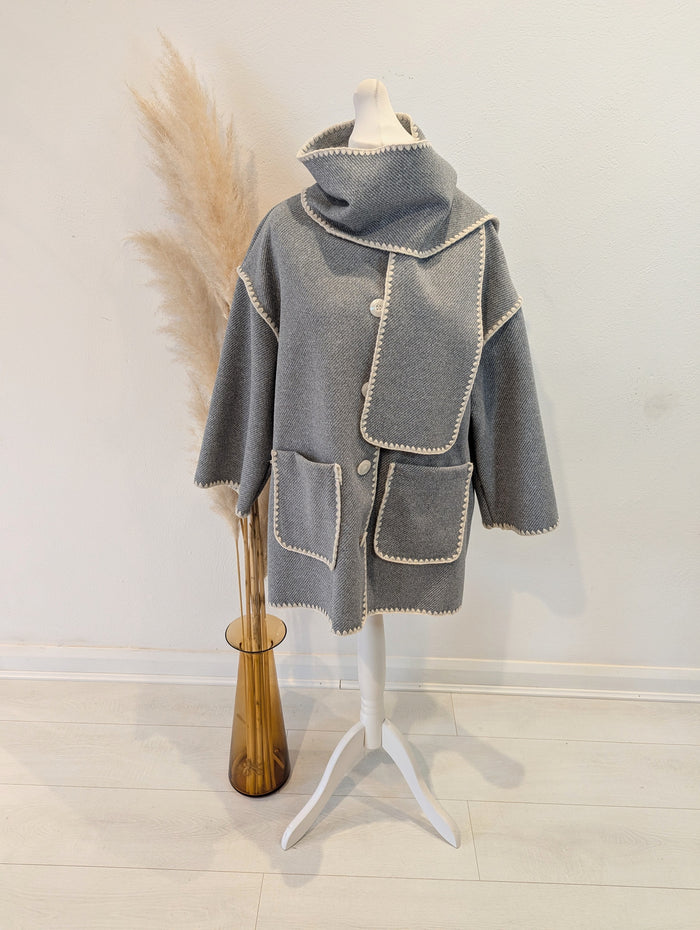 Totes scarf jacket in grey