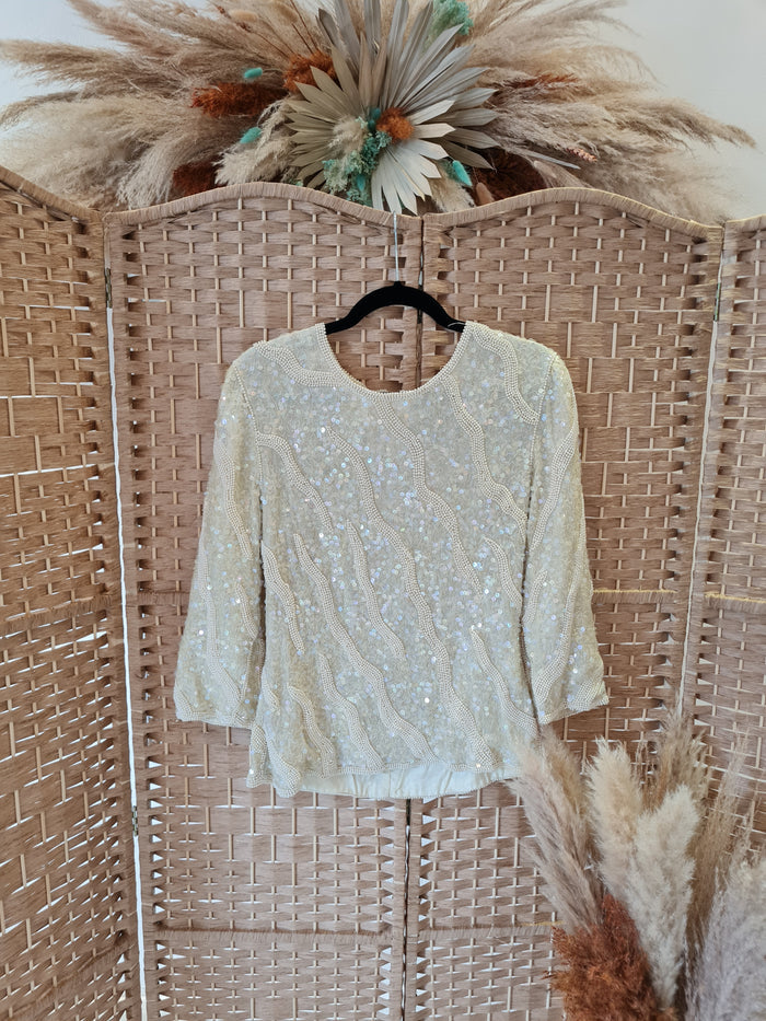 Tricoville cream sequin/pearl top L