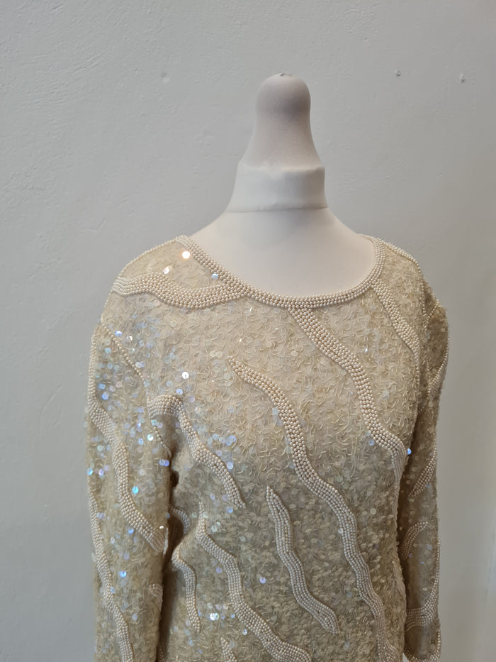Tricoville cream sequin/pearl top L