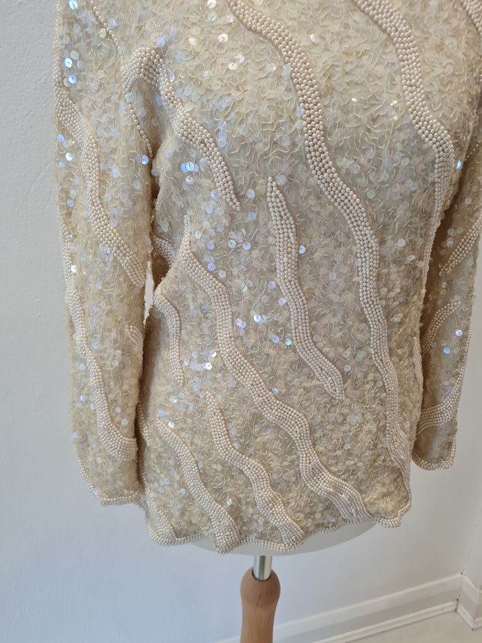 Tricoville cream sequin/pearl top L