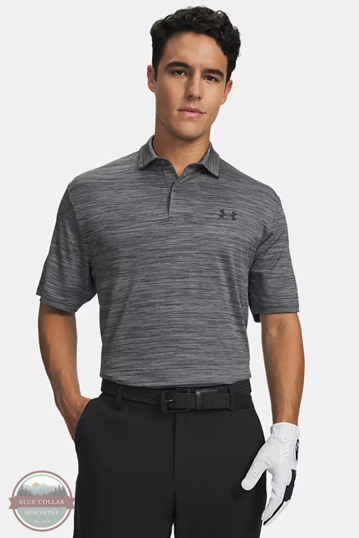 Under Armour 6009799-025 UA Matchplay Men's Polo Castlerock/Steel/Black front view of shirt