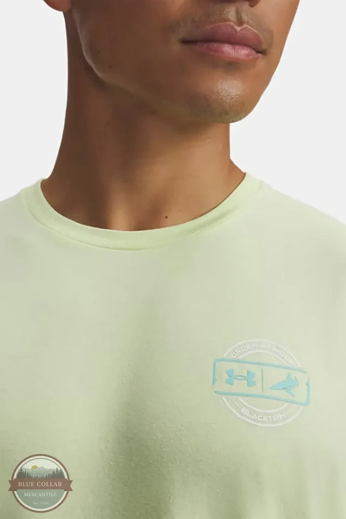 Under Armour 6013087 UA X BlacktipH Fish Species T-Shirt green front imprint chest shown