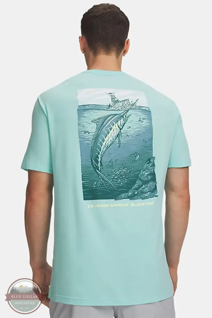Men's Under Armour 6013088 UA X BlacktipH Fish Species T-Shirt green back view