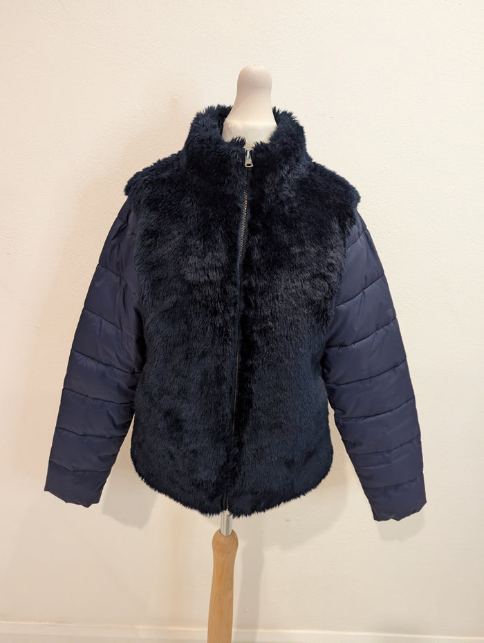United Colours Of Benetton Navy Faux Fur Puffa 10