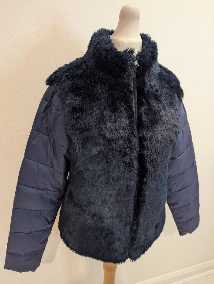 United Colours Of Benetton Navy Faux Fur Puffa 10