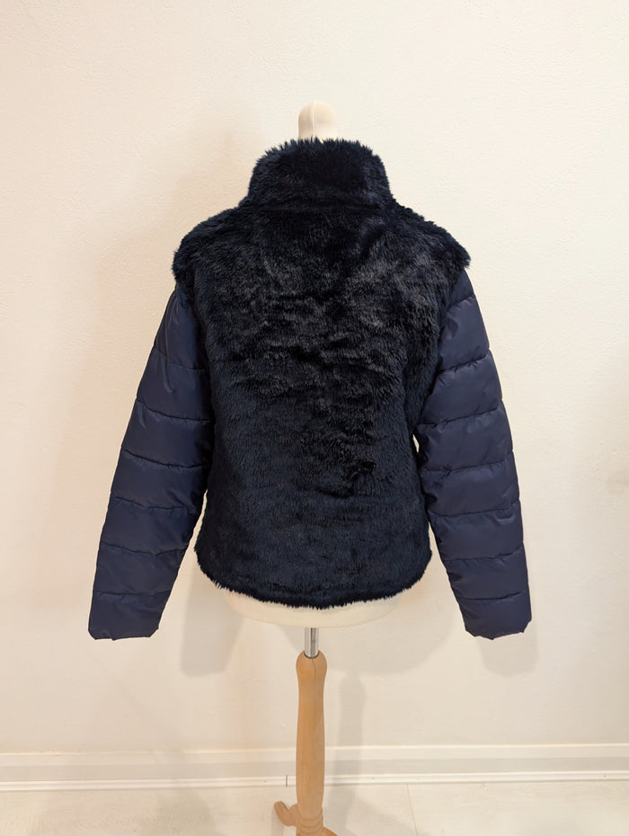 United Colours Of Benetton Navy Faux Fur Puffa 10