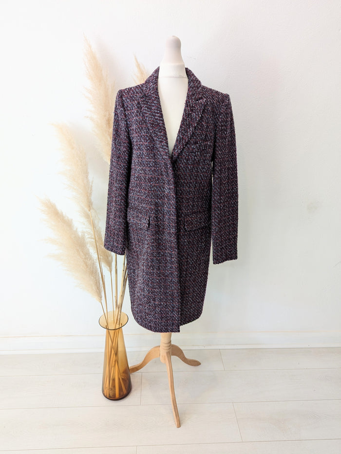 United Colours of Benetton Purple Tweed Coat Size 12 NTW