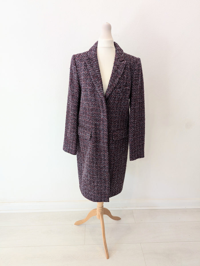 United Colours of Benetton Purple Tweed Coat Size 12 NTW