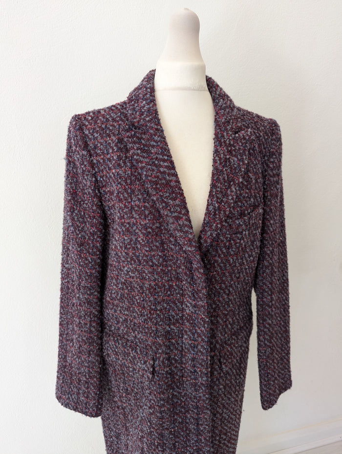United Colours of Benetton Purple Tweed Coat Size 12 NTW