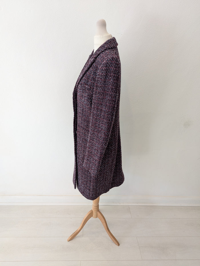 United Colours of Benetton Purple Tweed Coat Size 12 NTW