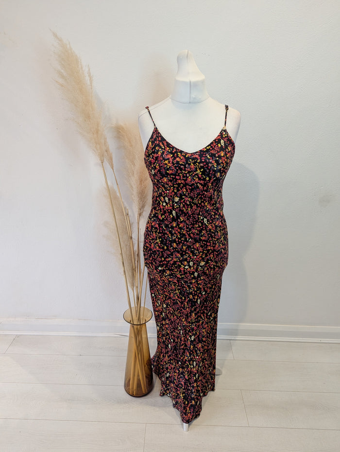 Urban Outfitters Black Orange Floral Maxi Medium