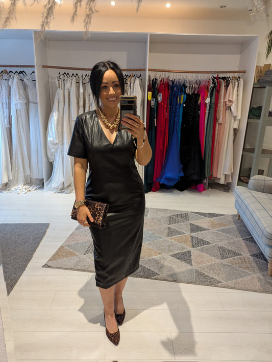 V By Very Black Pleather Dress 12/14