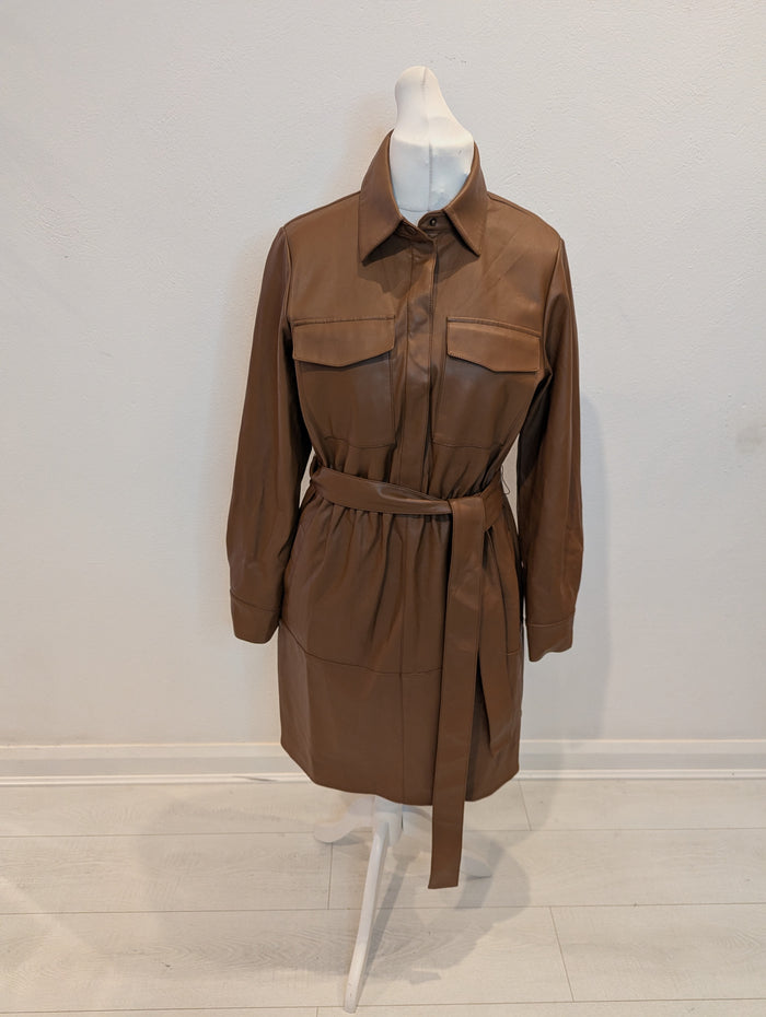 V by Very Brown Pleather Dress NWT 14