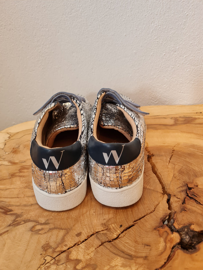Vanessa Wu silver velcro trainers 5