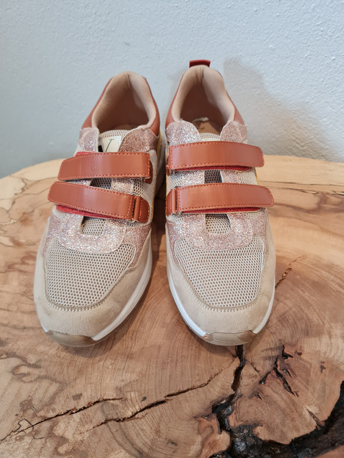 Vanessa Wu Taupe sparkle trainers 5