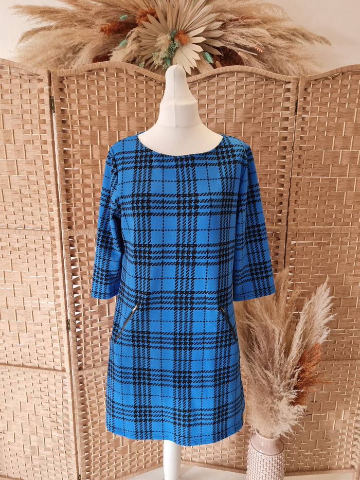 Vegas Blue Check Shift Dress Size XL