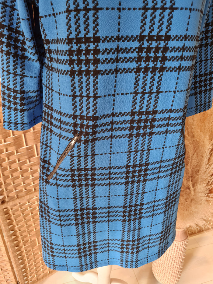 Vegas Blue Check Shift Dress Size XL